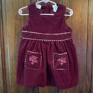 Vintage Little Bitty Jumper Dress Size 2T Corduroy Burgundy with Pockets